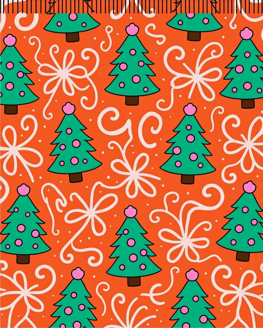 Vibrant Orange Christmas Tree Swirl Rug