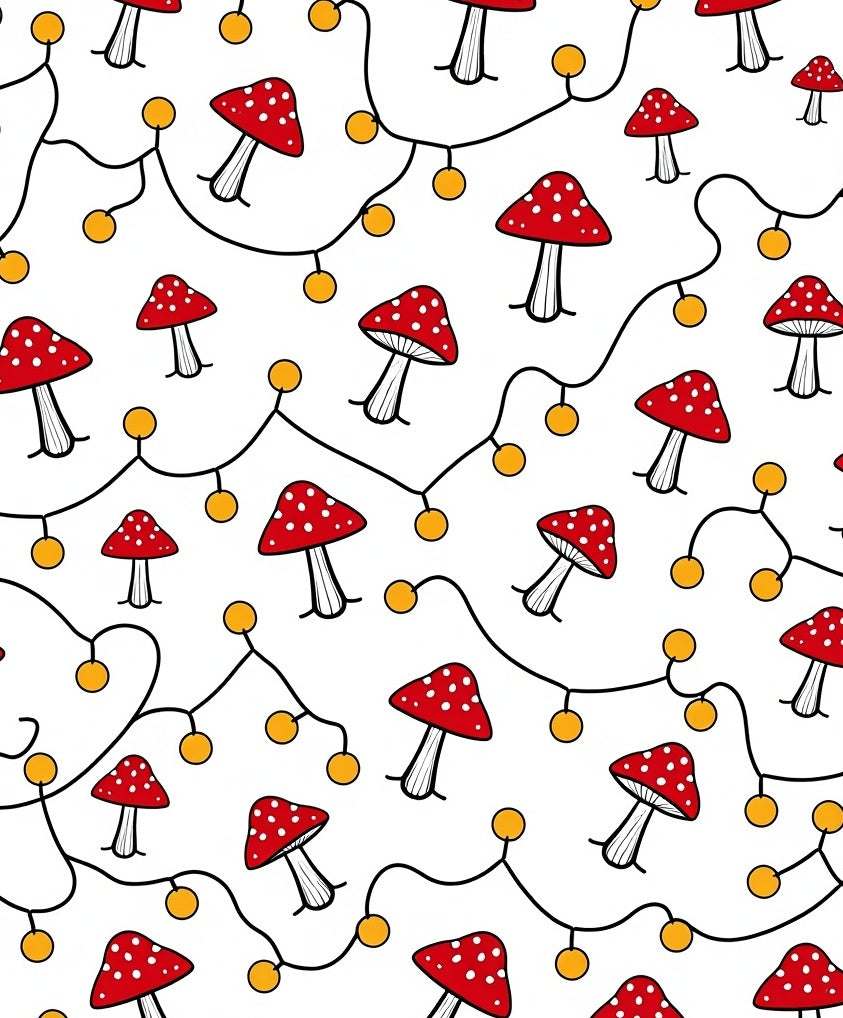 Red Spotted Mushroom String Lights Rug