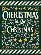 Festive Green Christmas Stars Script Rug