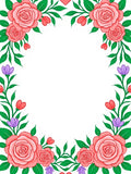 Coral Pink Roses Green Foliage Border Rug