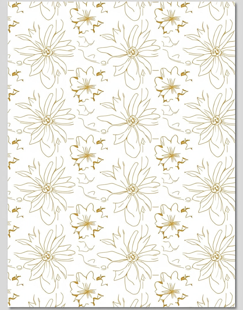 Golden Line Art Floral Repeats Rug
