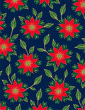 Red Floral Vine Dark Blue Rug