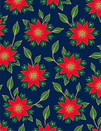 Red Floral Vine Dark Blue Rug
