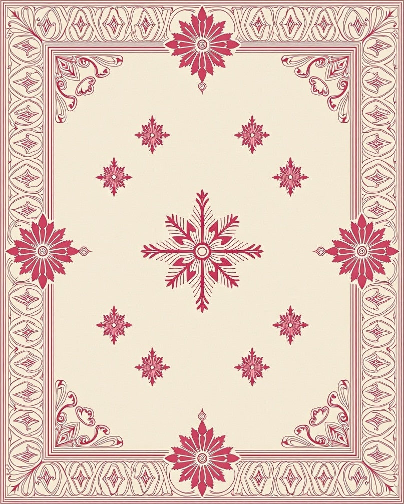 Deep Red Botanical Starburst Rug