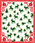 Festive Red Reindeer and Trees Rug