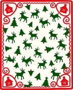 Festive Red Reindeer and Trees Rug