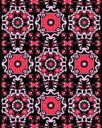 Crimson Pink Floral Medallion Square Rug