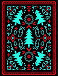 Nordic Folk Art Tree Motif Rug