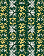Vibrant Gold White Emerald Symmetry Rug