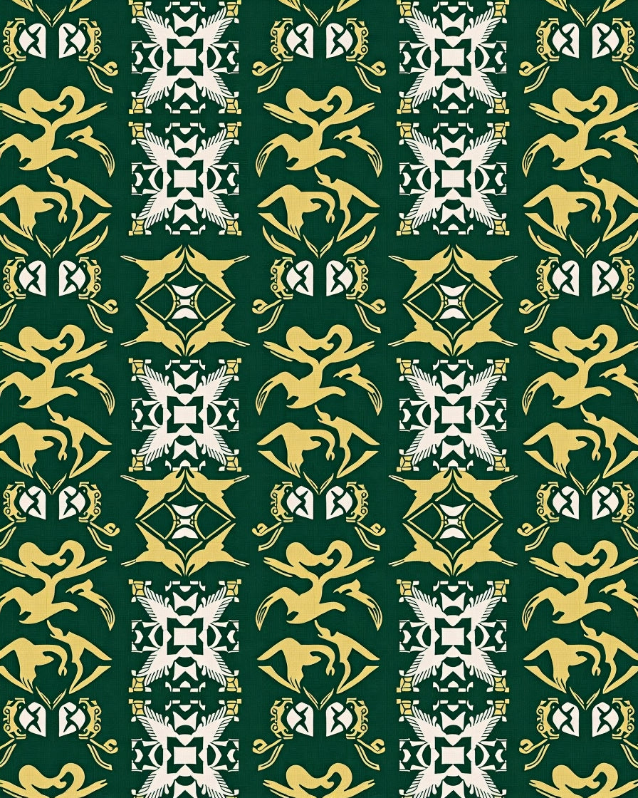 Vibrant Gold White Emerald Symmetry Rug