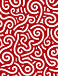 Crimson White Swirls Abstract Art Rug