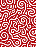 Crimson White Swirls Abstract Art Rug