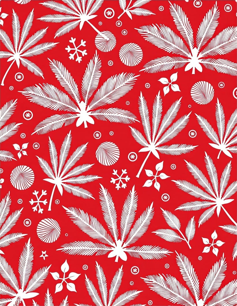 Bold Red White Leaf Snowflake Scatter Rug