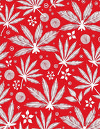 Bold Red White Leaf Snowflake Scatter Rug