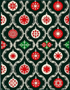 Festive Red White Christmas Ornament Rug