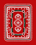 Red White Folk Art Star Medallion Rug