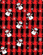 Red Black Buffalo Plaid Snowmen Snowflakes Rug