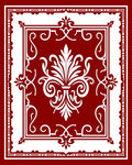 Crimson white ornate acanthus floral centerpiece Rug