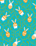 Orange White Egg Bunny Vine Blue Rug