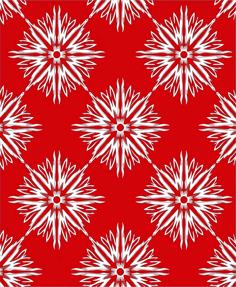 Red White Starburst Medallion Rug