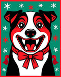 Jolly Red Dog Face Snowflake Border Rug