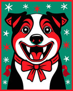 Jolly Red Dog Face Snowflake Border Rug