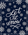 Navy White Snowflakes Let It Snow Rug