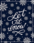 Navy White Snowflakes Let It Snow Rug