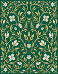 Emerald Green Floral Vine Ornament Rug