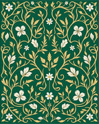 Emerald Green Floral Vine Ornament Rug