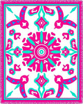 Vibrant Pink Teal Bird Medallion Rug