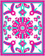 Vibrant Pink Teal Bird Medallion Rug