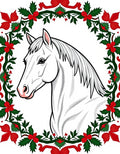White Horse Festive Floral Wreath Rug