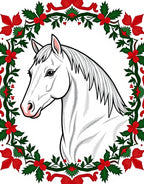 White Horse Festive Floral Wreath Rug