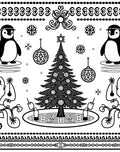 Festive Penguin Christmas Tree Ornaments Rug