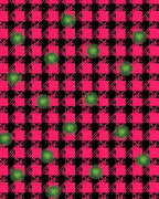 Hot Pink Black Plaid Sunburst Splatter Rug