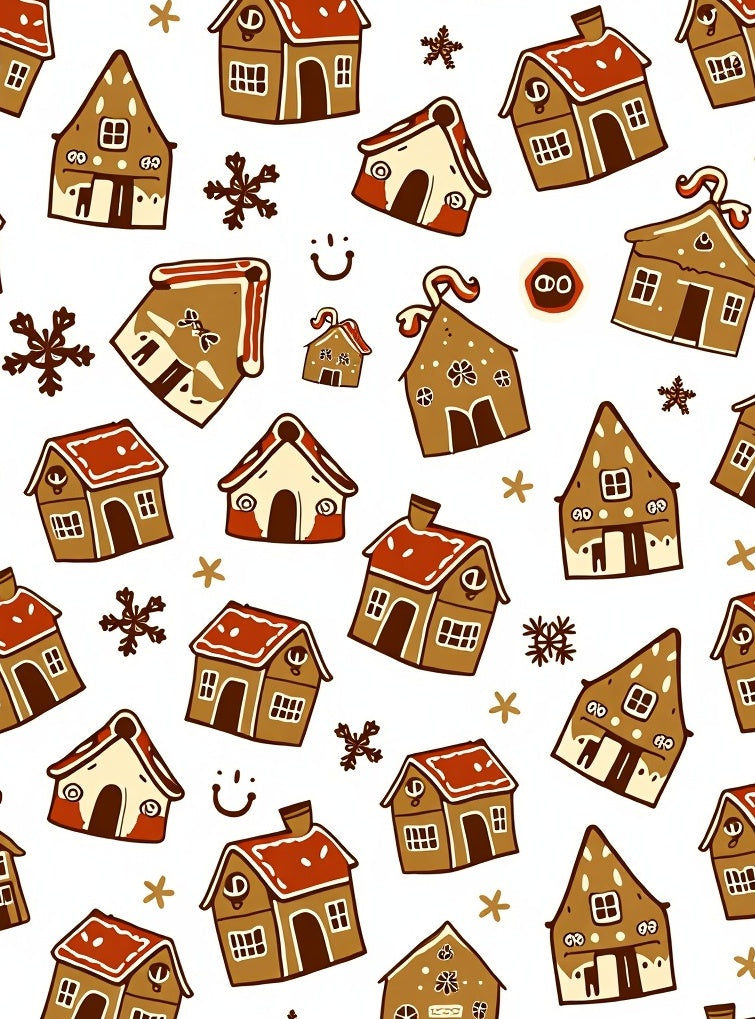 Gingerbread Houses With Snowflakes White Rug