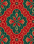 Crimson Teal Floral Medallion Repetition Rug
