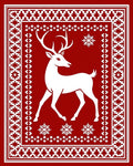 Crimson Deer Snowflake Folk Rug