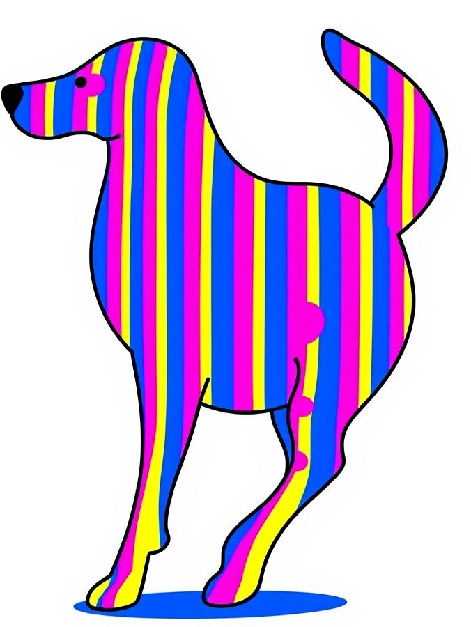 Vibrant Pink Blue Yellow Striped Dog Rug