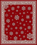 Crimson White Snowflake Holiday Border Rug