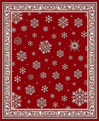 Crimson White Snowflake Holiday Border Rug