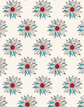 Crimson Blue White Floral Scatter Rug