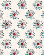 Crimson Blue White Floral Scatter Rug