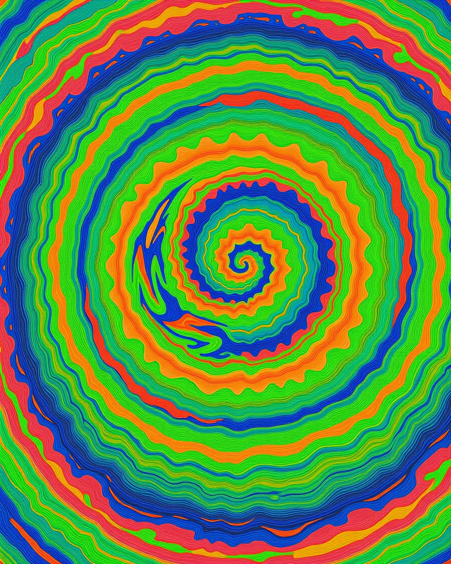 Vibrant Rainbow Swirl Concentric Circles Rug