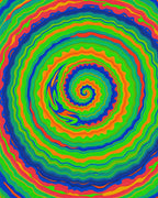 Vibrant Rainbow Swirl Concentric Circles Rug