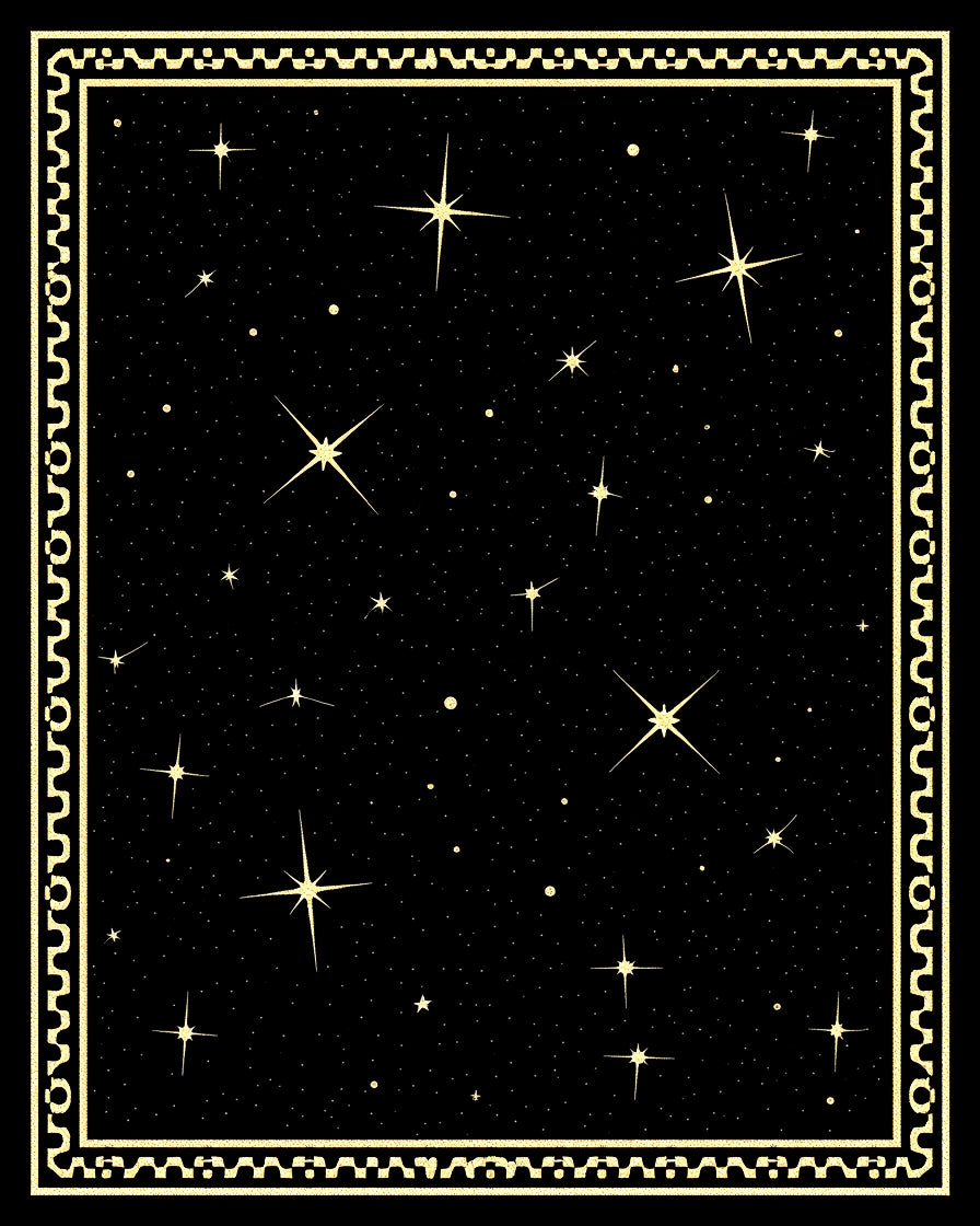 Celestial Golden Starlight Border Rug