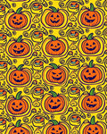 Orange Pumpkin Faces Yellow Swirl Rug