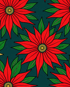 Festive Red Poinsettia Bloom Rug
