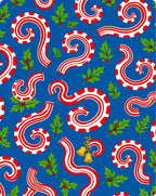 Red Candy Cane Swirl Holly Bells Rug